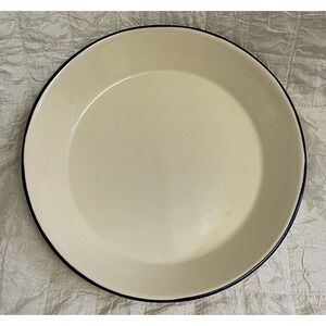 Rustic 12" Pottery Bowl For Tierra Tinta Aguascalientes, Mexico Blue Rim